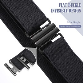 SANSTHS No Show Elastic Stretch Belts for Women and Men Invisible Flat Buckle Waist Belts Adjustable for Jeans Pants Dresses，Black,S