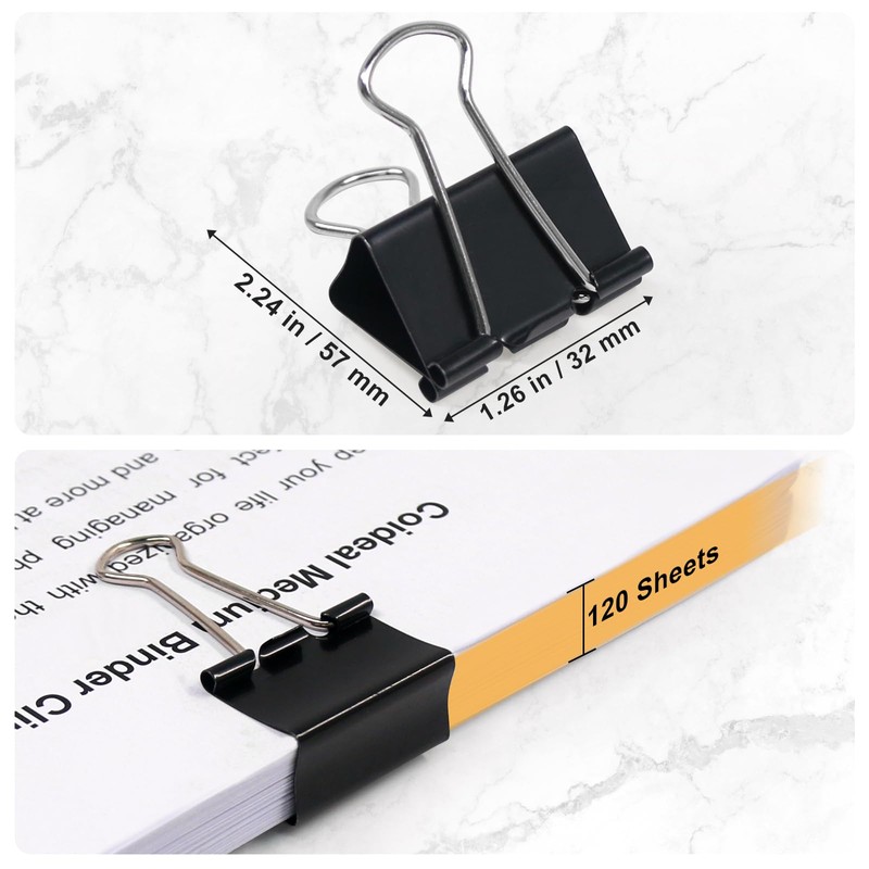 Coideal Medium Binder Paper Clips, 24 Pack 32mm Black Bull