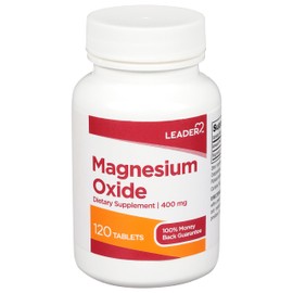 LEADER Magnesium Oxide Dietary Supplement 400MG 120 Tablets