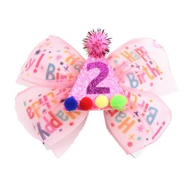 2nd Birthday Hair Bow for Girls, Hot Pink Hair Clip Hair Accessories for Girls 1 2 3 4 5 6 Years Birthday Party Supplies Decorations