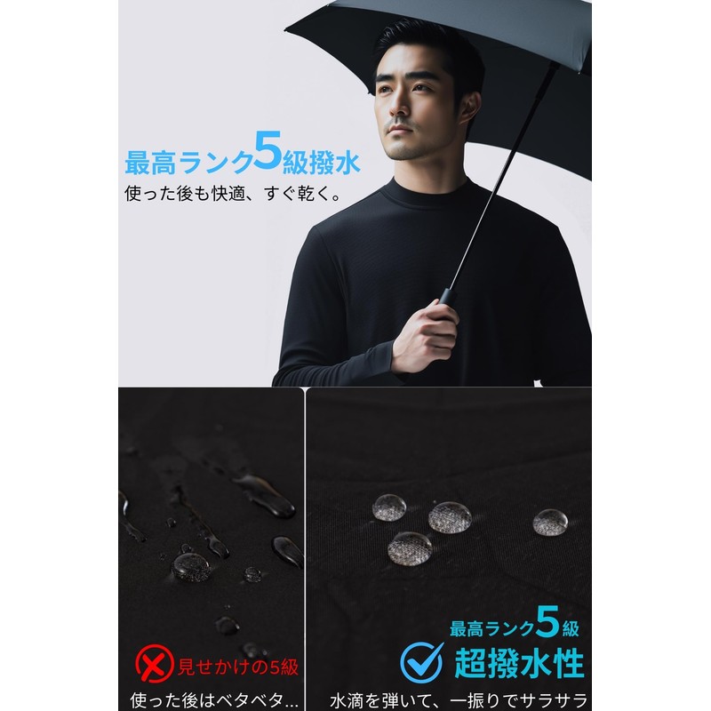 FANACAN Folding Umbrella, 3 Seconds, Memory Shape, One-Touch Automatic Open/Close,
