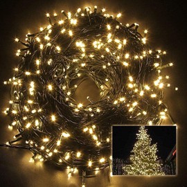 SHATCHI 100LEDs Christmas Tree Fairy String Lights 10m Lit - Multifunction 8 Light Modes, Timer, Memory, Indoor/Outdoor Low Voltage Waterproof Home Decorations, Warm White