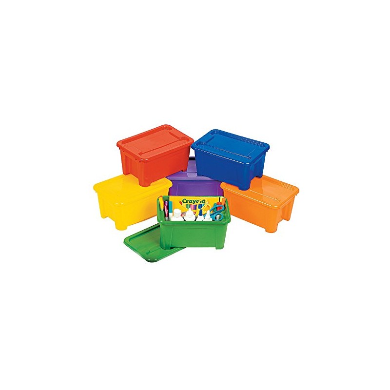 Fun Express Bins With Lids - 6 Pieces - Educational
