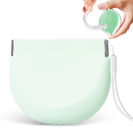Silicone Retainer Denture Storage Case Holder, Portable Slim Dental Container Cleaning Box with Drain Holes and Leakproof for Aligners, Mouth Guards, Night Guards, Removable Dental Appliances (Green)