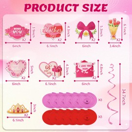 Mothers Day Decorations, Kaluofan 16PCS Mother's Day Hanging Spiral Decorations, Pink Happy Mothers Day Ceiling Window Wall Hanging Decorations Celebrating Mother's Day for Mum Show Your Love for Mum