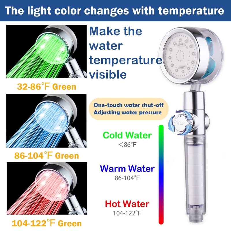 ANTOWER LED Shower Head with Handheld High Pressure Shower Heads