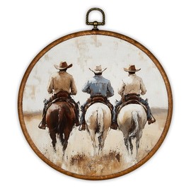 iEFEY Vintage Western Cowboy Framed Canvas Wall Art Decor, Rustic Farmhouse Southwestern Wall Decor, Wild West Cowboy Horse Riding Hanging Canvas Prints Decorations for Home Bedroom Boys Room 10"x10"