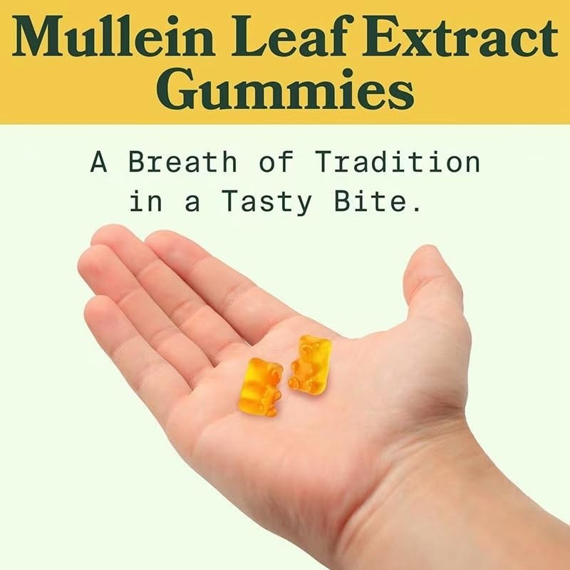 60pcs Mullein Gummies,Mullein Leaf Extract for Lungs,2000mg Mullein Extract for