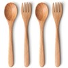YFWOOD 4-Pieces Natural Wooden Children's Safe Flatware, 2 x Child