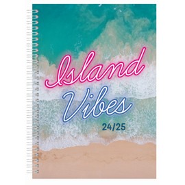 A5 Academic Year Diary 2024-2025 Week to View Mid Year Planner Wiro Bound - ISLAND VIBES