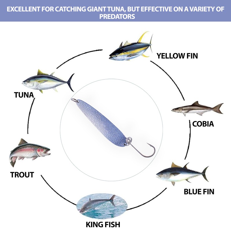 Hammer Crocodile Spoon Fishing Lures 5 oz, 5 Pcs Chrome