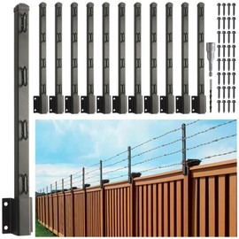 Epcee Fence Post Extender, 23.5" Fence Barbed Wire Extend Arm，for Outdoor Fences to Increase Height, Protect Privacy and Pets Jumping Off (12, 23.5in)