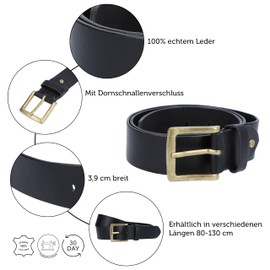 Gusti Jori Simple Leather Belt with Golden Buckle Accessories Men Women Unisex Belt Black Leather, black