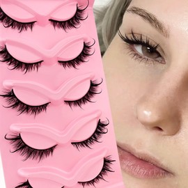 Falsche Wimpern Wispy Cat-Eye Wimpern Wet Look Curly Fox Eye Künstliche Wimpern 18mm lang Dramatische Engelsflügel Wimpernlift Falsche Wimpern 5 Paare Pack (Wet-05)