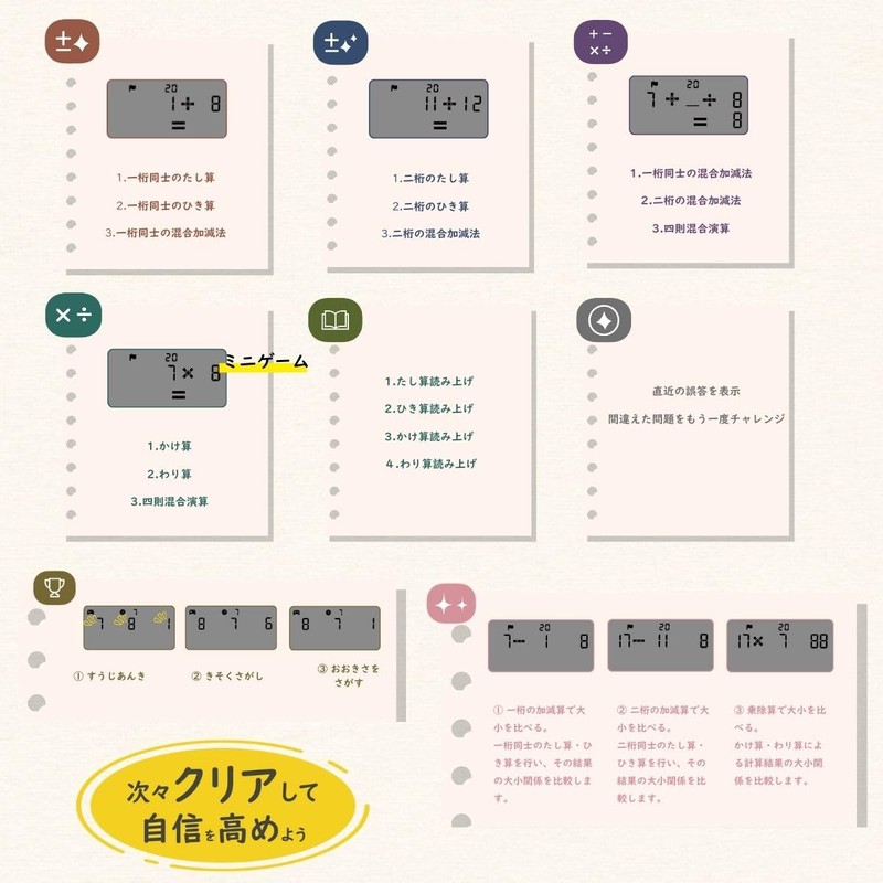 TOKAIZ TMAD-D01 Arithmetic Drill, Four Arithmetic Operations, Mixed Operations, Number