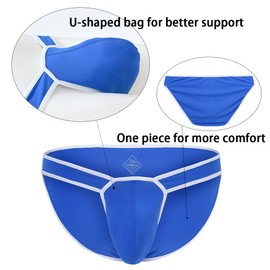HASWECHYS - Calzoncillos de micro malla para hombre, transpirable, de talle bajo, escasa, 1*Azul, Large
