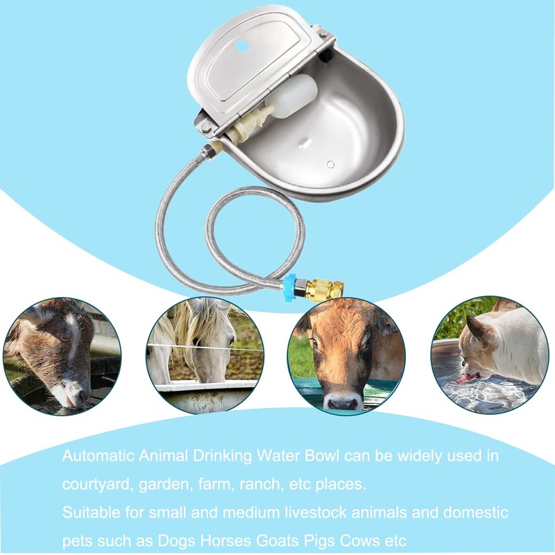 Automatic Dog Water Bowl Dispenser with Float Valve, 304 Stainless