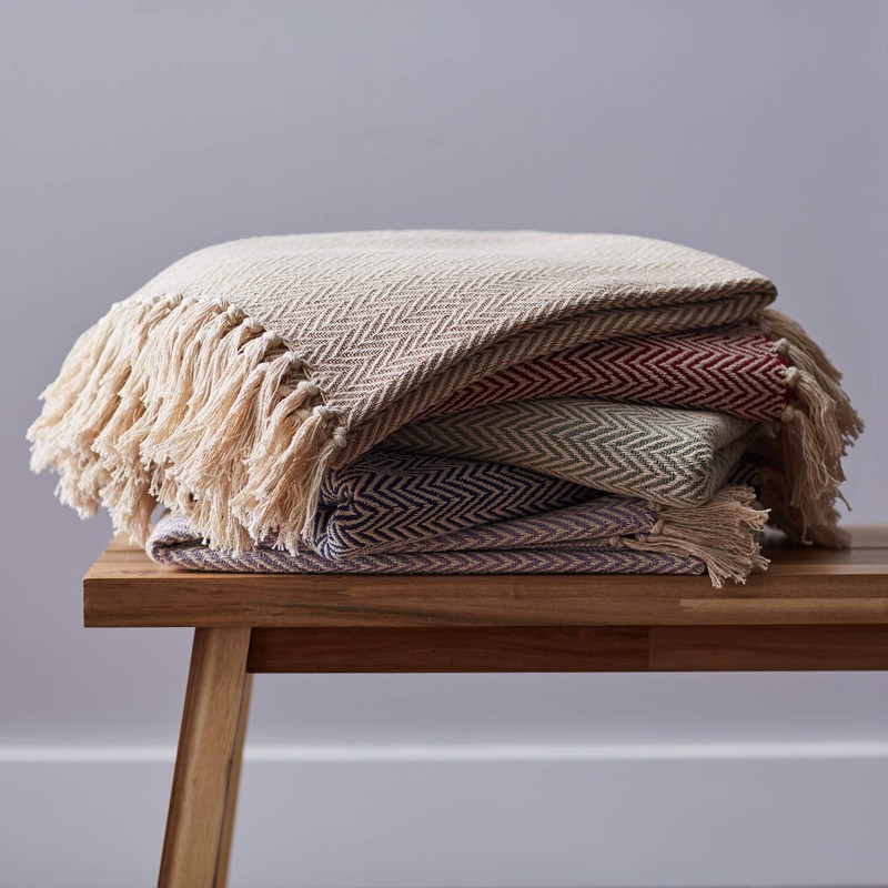 DII Chevron Throw Collection Handloomed Cotton, 50x60, Stone