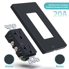 WEBANG 20 Amp Decorator Wall Outlet, Tamper Resistant Duplex Receptacle Outlet, Includ Screwless Electrical Outlet Plate, 20A 125V 2 Pole 3 Wire, Self-Grounding, ETL Listed, Matte Dark Grey, 10 Pack