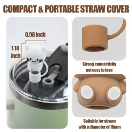 Unbranded 6pcs Silicone Animal Shape Straw Caps for 30/40oz Cups, 10mm, Valentine's Gift