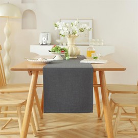 AMFUN Modern Table Runners, Linen Gray 40*180CM Table Runners Decorative Waterproof, Table Runners Outdoor, for Home Kitchen Dining Parties Family Dinners Wedding Thanksgiving Christmas