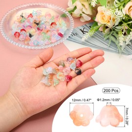 PATIKIL Glass Trumpet Flower Beads, 200 Pcs Gradient Flower Bead Charm for Jewelry Making DIY Craft, Bracelets, Earrings, Necklaces Decorations, Orange