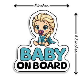 Baby on Board Car Sticker, Baby Princess, Waterproof and UV-Resistant Baby on Board Sticker, Durable Baby Sign for Safety Awareness, Easy to Apply for Window or Bumper