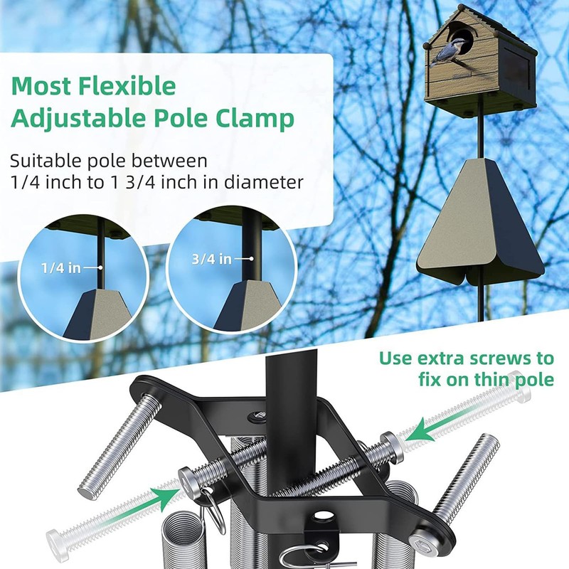 Wide Squirrel Baffle for Bird Feeder Pole, Outside Pole Mount