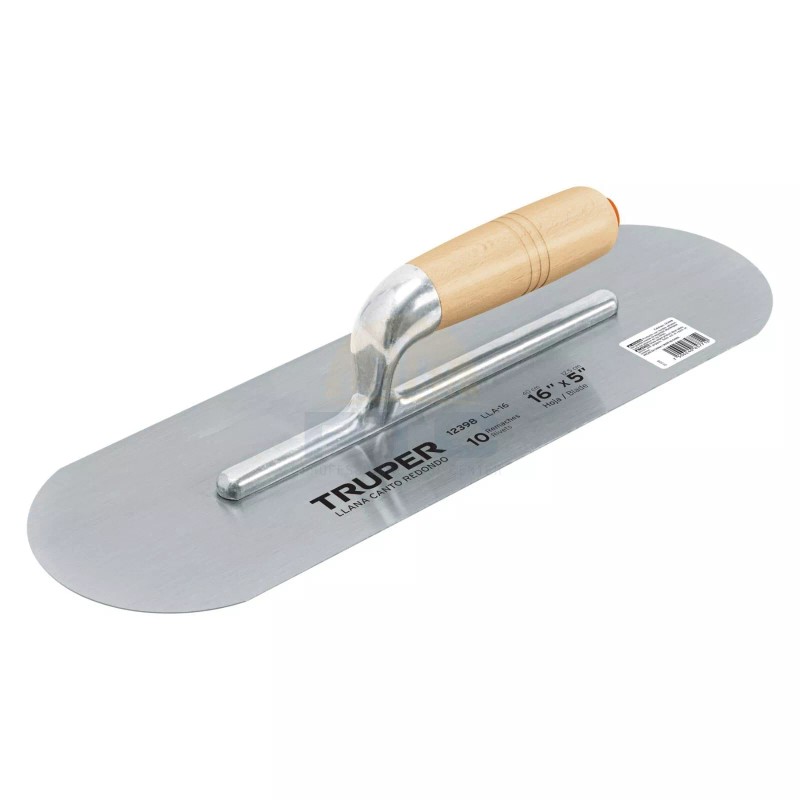 Truper LLA-16 16" x 5" round edge trowel with wooden