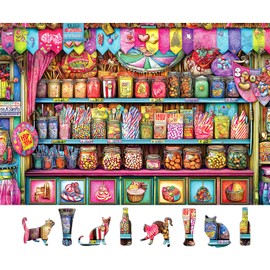 Blueforest Candy Shop 500 Piece Puzzles for Adults - Vibrant Sweets Store Jigsaw Puzzle, Nostalgic Candy Jar Decor & Challenging Family Activity (23"x15")