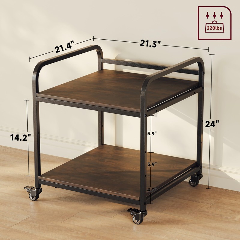 RoleDec 2-Tier Large Under Desk Printer Stand with Storage, 3D