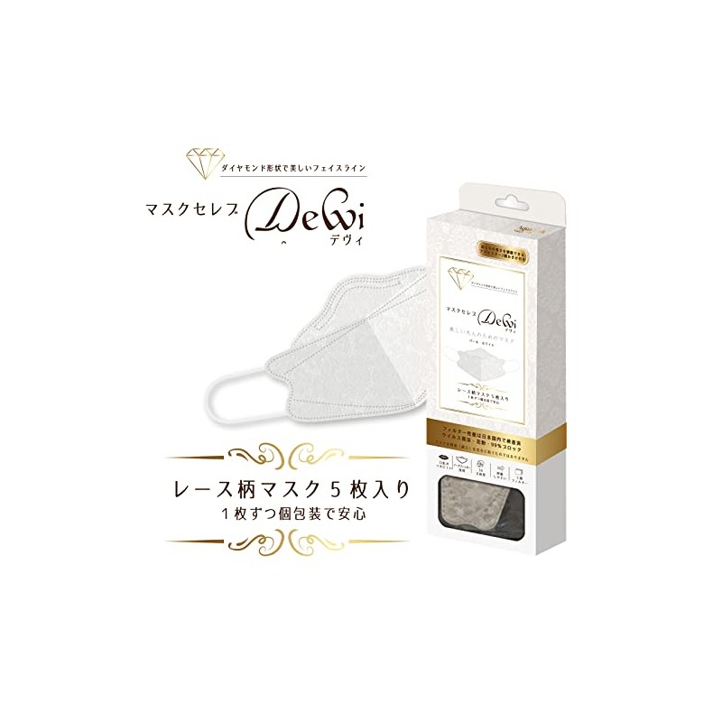 Aquabank Mask Celebrity Dewi Diamond Shape 3D Mask, Lace Pattern,