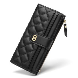 RNIEGA Womens Wallet Slim Rfid Blocking Bifold Leather Credit Card Wallets for Women Clutch with Zipper Coin Pocket