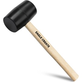 16 oz Rubber Mallet Hammer - Durable Eco-friendly Rubber Hammer Head, Anti-Slip Wooden Handle for Gentle Tasks, Tools for Flooring, Camping Tent Stakes, Installation, Woodworking, Jewelry, Laminate...