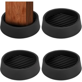 2''x 2'' Rubber Caster Cups, Round Non Slip Furniture Pads, Non Skid Furniture Cups, Anti-Slip Gripper Furniture Caster Floor Grip, Anti Skid Leg Coasters Floor Protector (Black, 4 Pcs)
