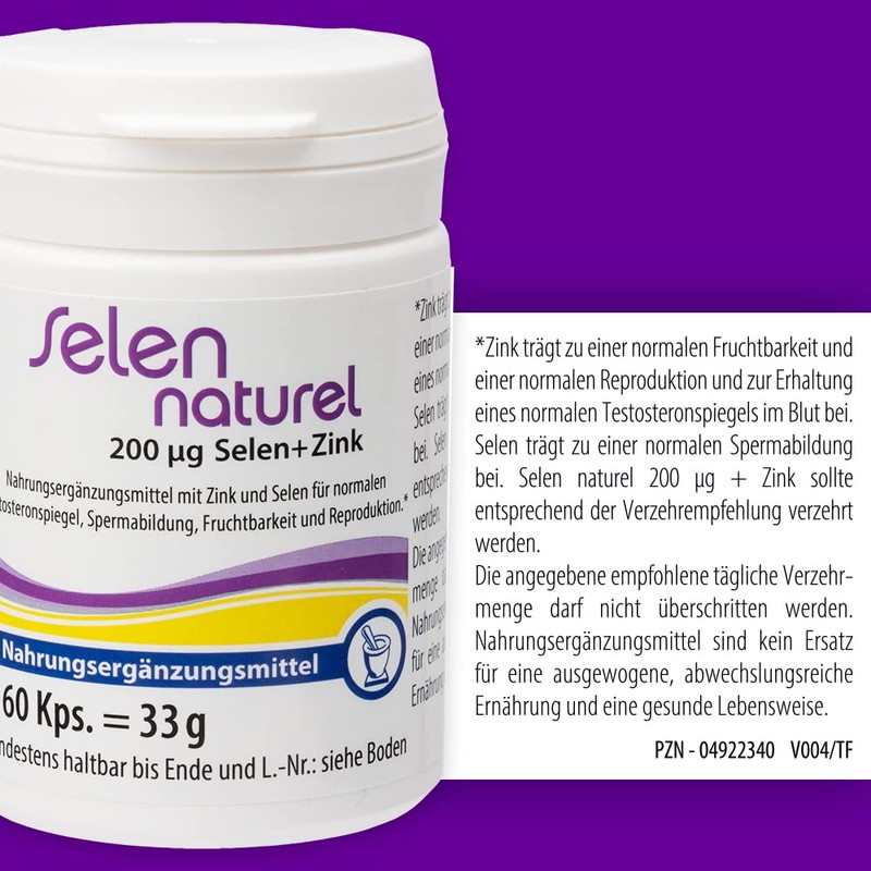 Pharma-Peter Selennaturel 200 mg + Zinc Capsules, 60 Capsules