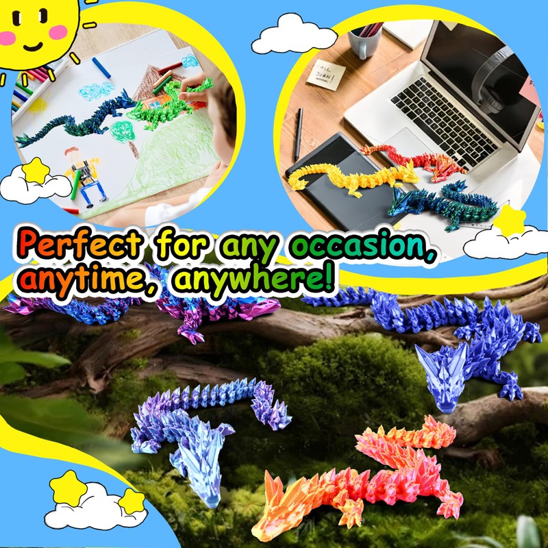 Impossmaker 3D Printed Dragon Figurines, 10 Piece Set