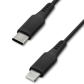 Iris Ohyama ICCL-A10-B Lightning Cable, Black, Quick Charging, Type C/Lightning Terminal, 9V, 2A, 18W, Length 3.3 ft (1 m)