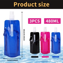 MniimaLuxe Pack of 3 Foldable Drinking Bottles, Folding Canister for Hiking, Travel, Hiking