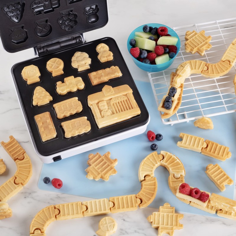 Train Set Waffle Maker- Build Waffle or Pancake Shaped Tracks,