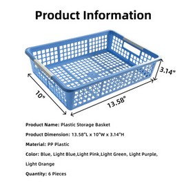6 Pack Plastic Turn in Paper Trays for Classroom, Colorful Storage Bin Basket Organizers for School Supplies, Classroom Organization and Storage Tray Holds 4A Paper (Mixed Color)
