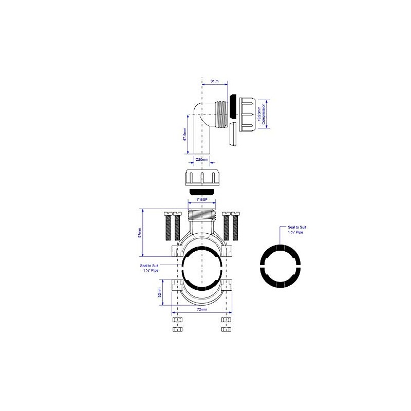 McAlpine CLAMP1GR Pipe Clamp-Grey