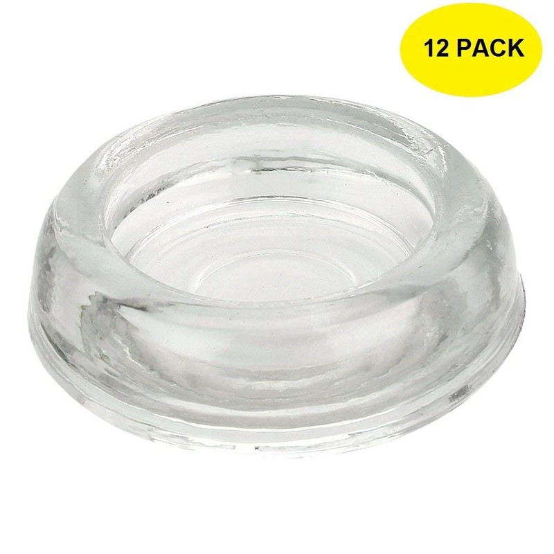 Set of 12 Clear Glass Furniture Coasters – 3 Inch