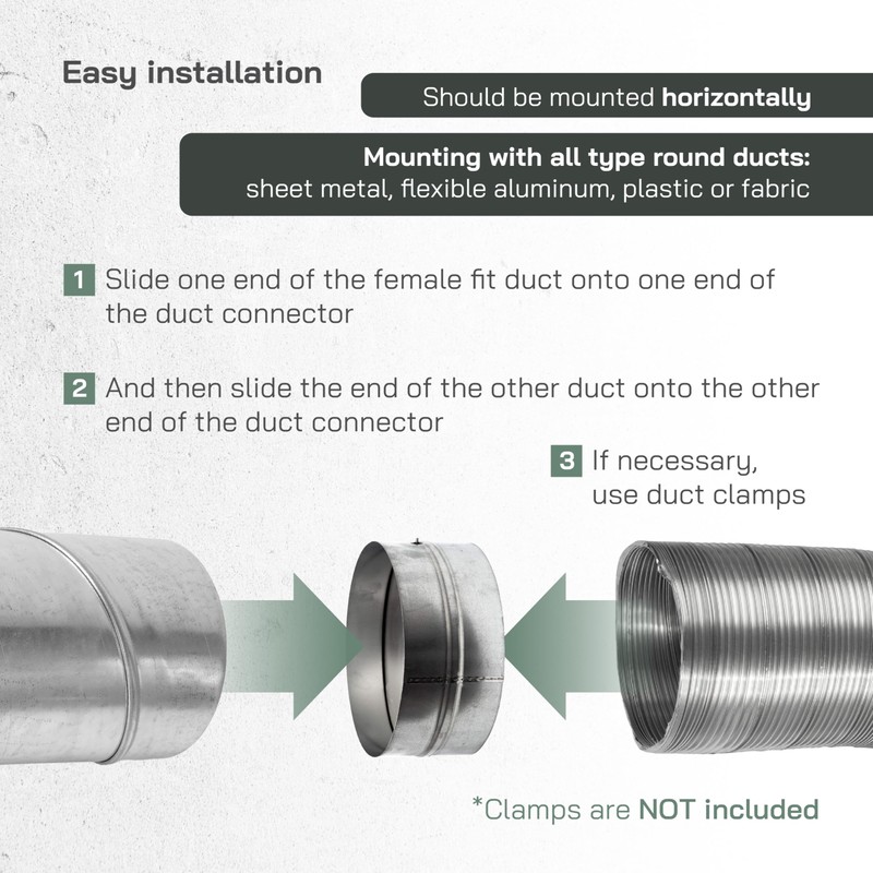 Vent Systems 6" Inch Backdraft Damper – Galvanized Steel Inline
