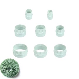 NentMent 8 Pack Round Cookie Cutters Dumpling Skin Press Cutter Double-Sided Blades Plain & Crinkled Edge Stamp Mold for Dumpling Wrapper Pastry Scone Fondant Biscuit Cooking Baking Tool (8 Sizes)