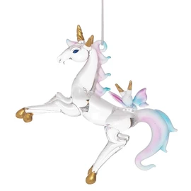 GALLERIE II ORN74407 Blown Glass Unicorn Hanging Ornament 4 Inches