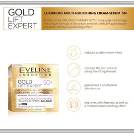 Eveline Cosmetics Gold Lift Expert Multi-Nourishing Anti-Age Face Cream for Women with 24 Carat Gold for Day and Night 50+ | 50 ml | Cream for Dry Mature and Sensitive Skin