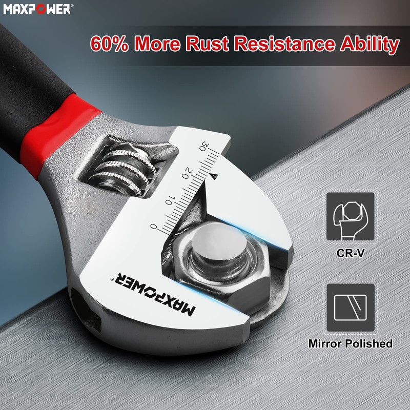 MAXPOWER Adjustable Spanner 250mm (10-Inch), Adjustable Wrench Shifter Spanners with