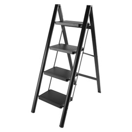MAD HORNETS Stepladder, 4 Tiers, Foldable, Aluminum, Wide, Lightweight, Compact, Ladder, Load Capacity 330.7 lbs (150 kg)