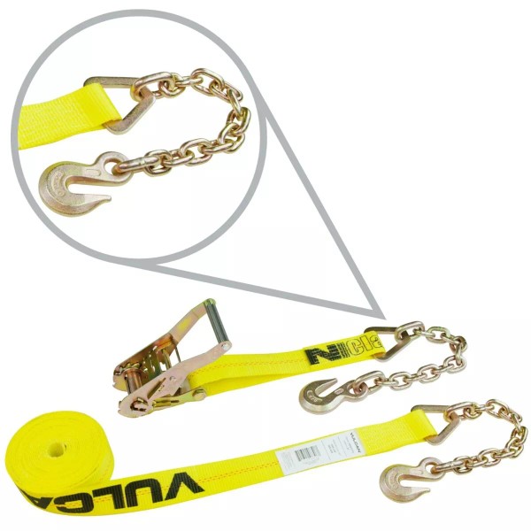 VULCAN Ratchet Strap - Yellow - 2"x27' - Chain Anchors